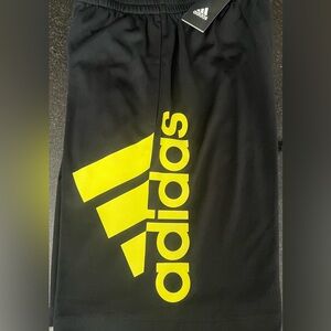 Adidas Black Shorts with Bright Yellow Logo